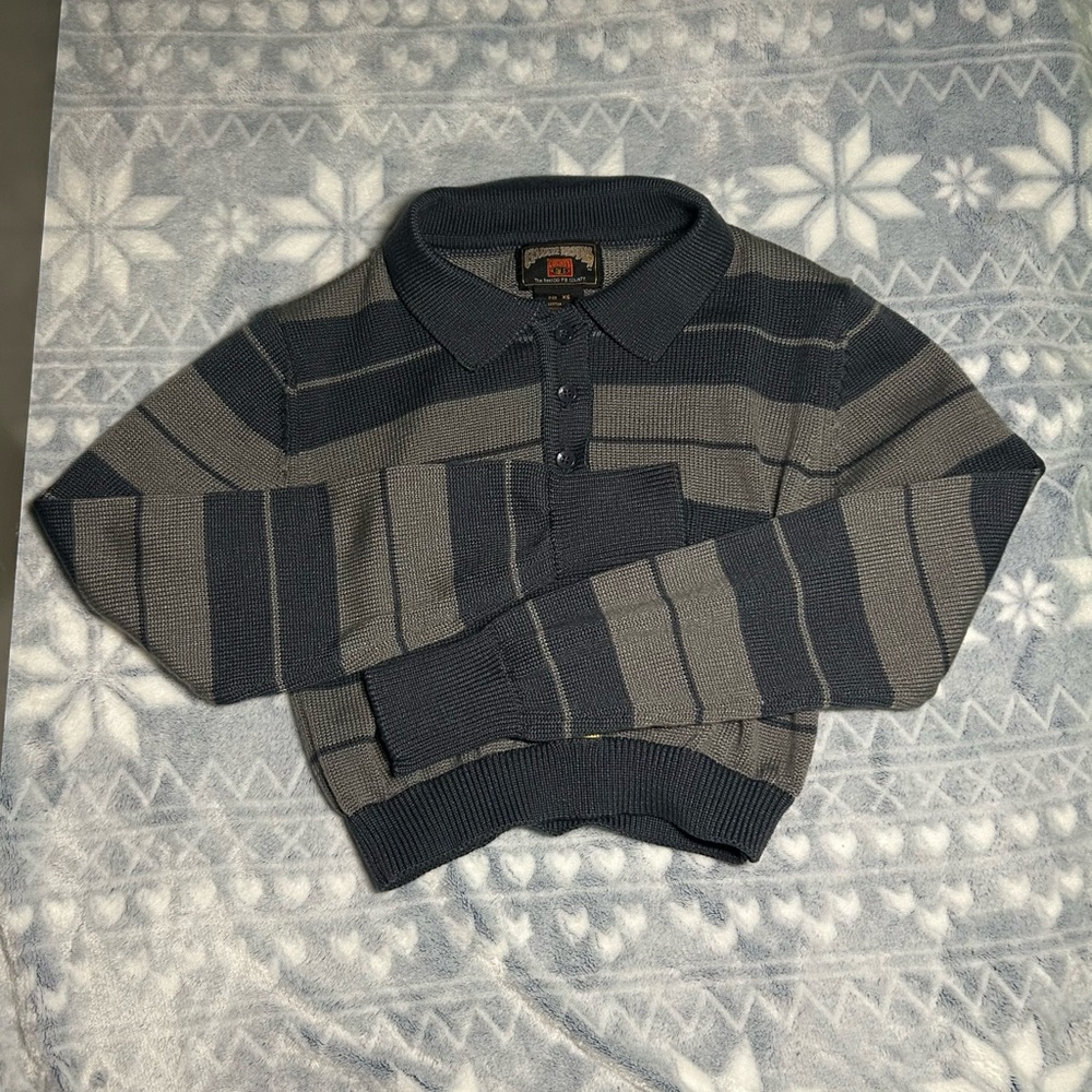 Women's Striped Long Sleeve Polo Top